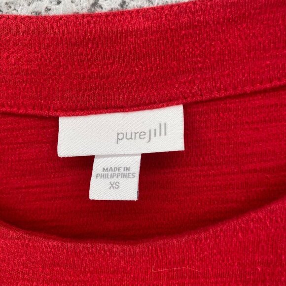 J Jill Top Womens Extra Small Red Pure Jill Long Sleeve Pockets Stretch Casual - Picture 6 of 9